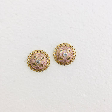 Pink Meenakari Stud Earrings Zayn Luxury Jewellery
